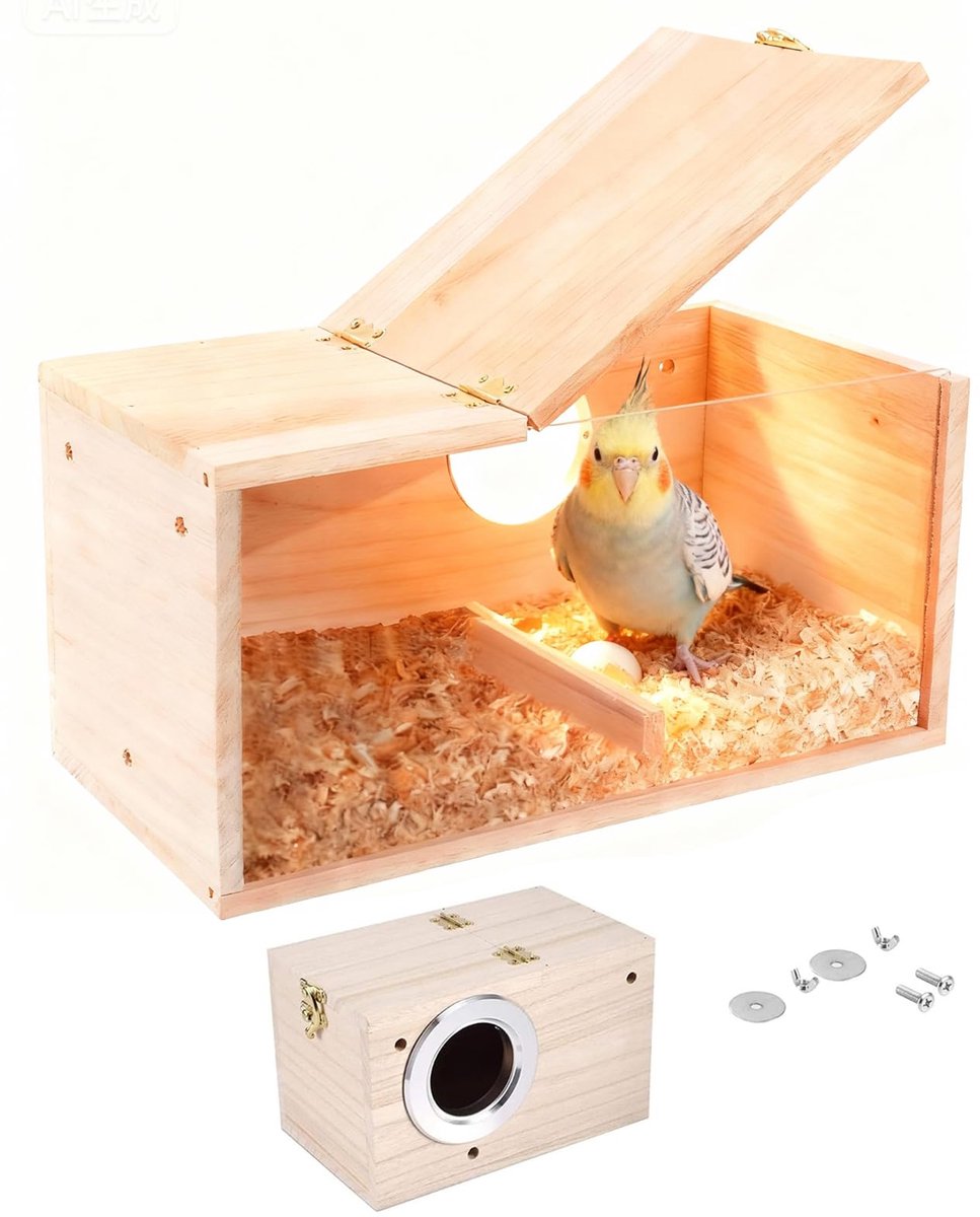 vogelvoederhuisje - Nestkast voor Parkiet en Agapornis - Houten Broedkast met Transparant Kijkvenster - Vogelhuisje 12 x 12 x 19,5 cm