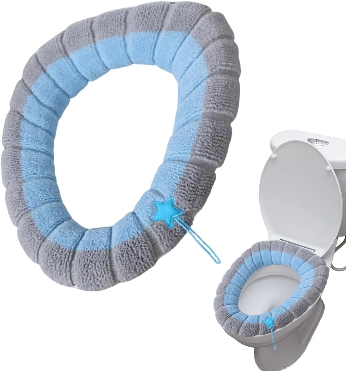 Toiletstoelhoes - Warmer Kussen - Badkamer Comfort - Verdikte Breitechnologie - 42x32 cm - Blauw