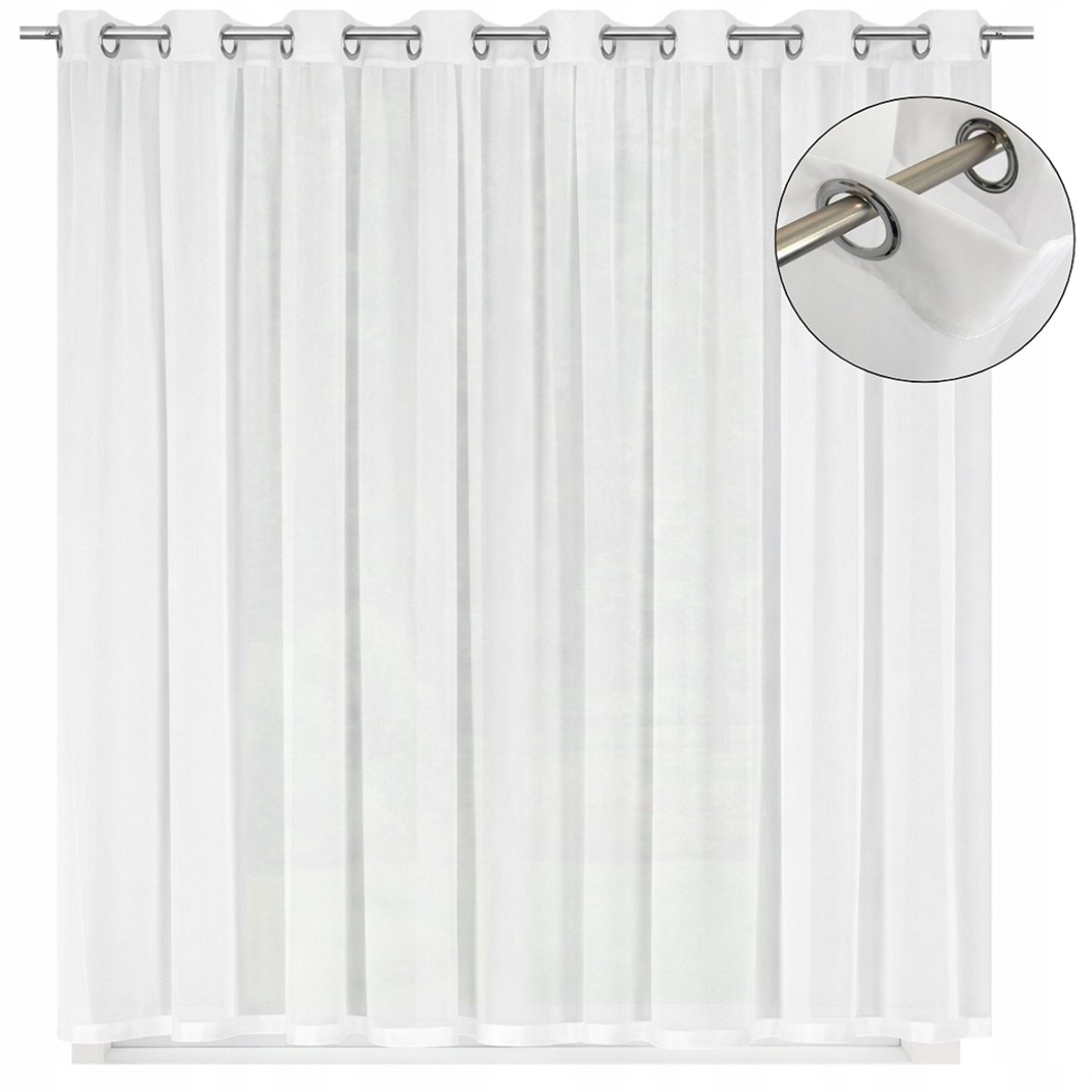 NOW-ART Kant-en-klaar vitragegordijn - Wit - Met bies en ringen - 300 × 240 cm