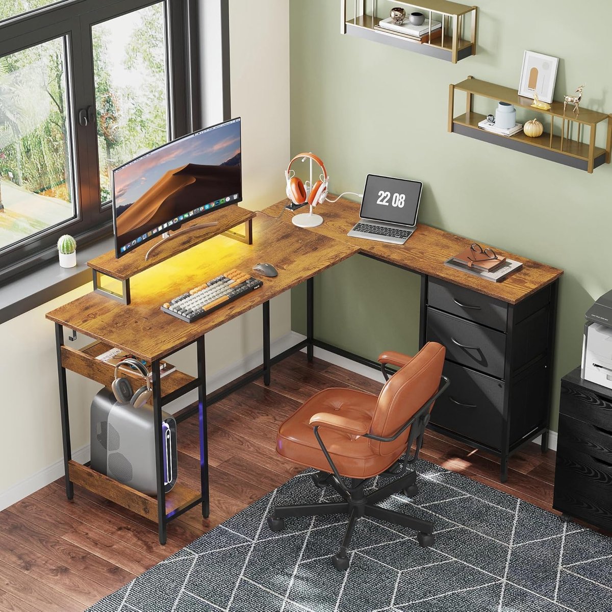 null L-vormig 142×118 cm Hoekbureau - afbeelding 3