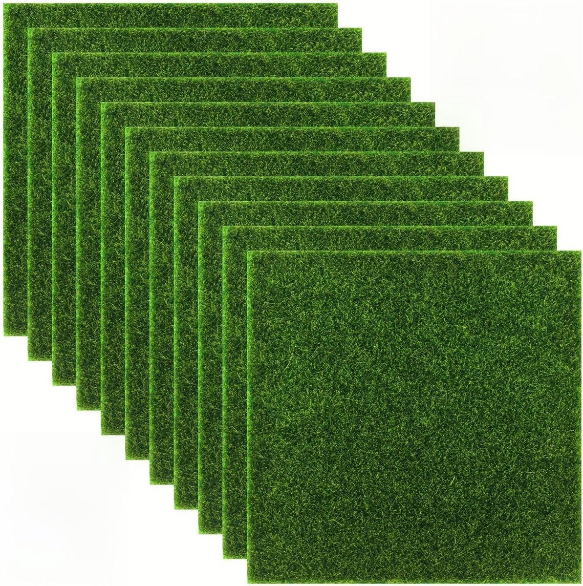 Miniatuur Kunstgras - Decoratie Grasmat - Diorama Bouwen - Statisch Gras Effect - 10 Stuks 15x15 - Groen
