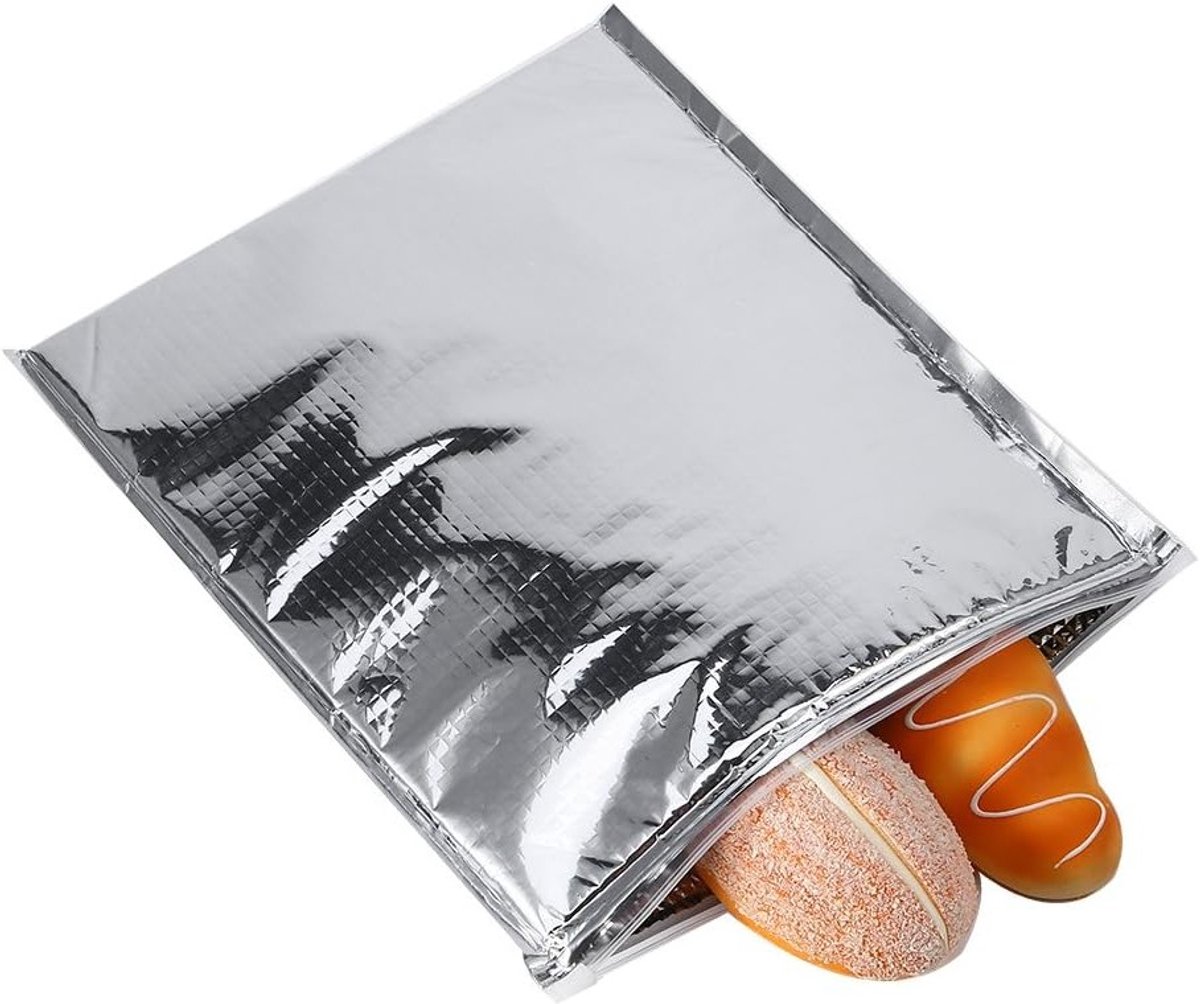 Geïsoleerde Koeltas met Ritssluiting voor Verse Levensmiddelen, Grote Capaciteit van 35 x 40 cm, Ideaal voor Picknicks, Kamperen en Dagelijkse Boodschappen, Set van 5 Stuks