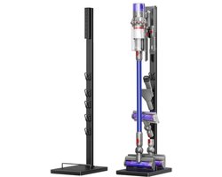 PromoHome Stofzuigerstandaard voor Dyson V15, V12, V11, V10, V8, V7, V6 - Vrijstaande houder met 5 accessoirehaken - Ruimtebesparend, geen boren nodig