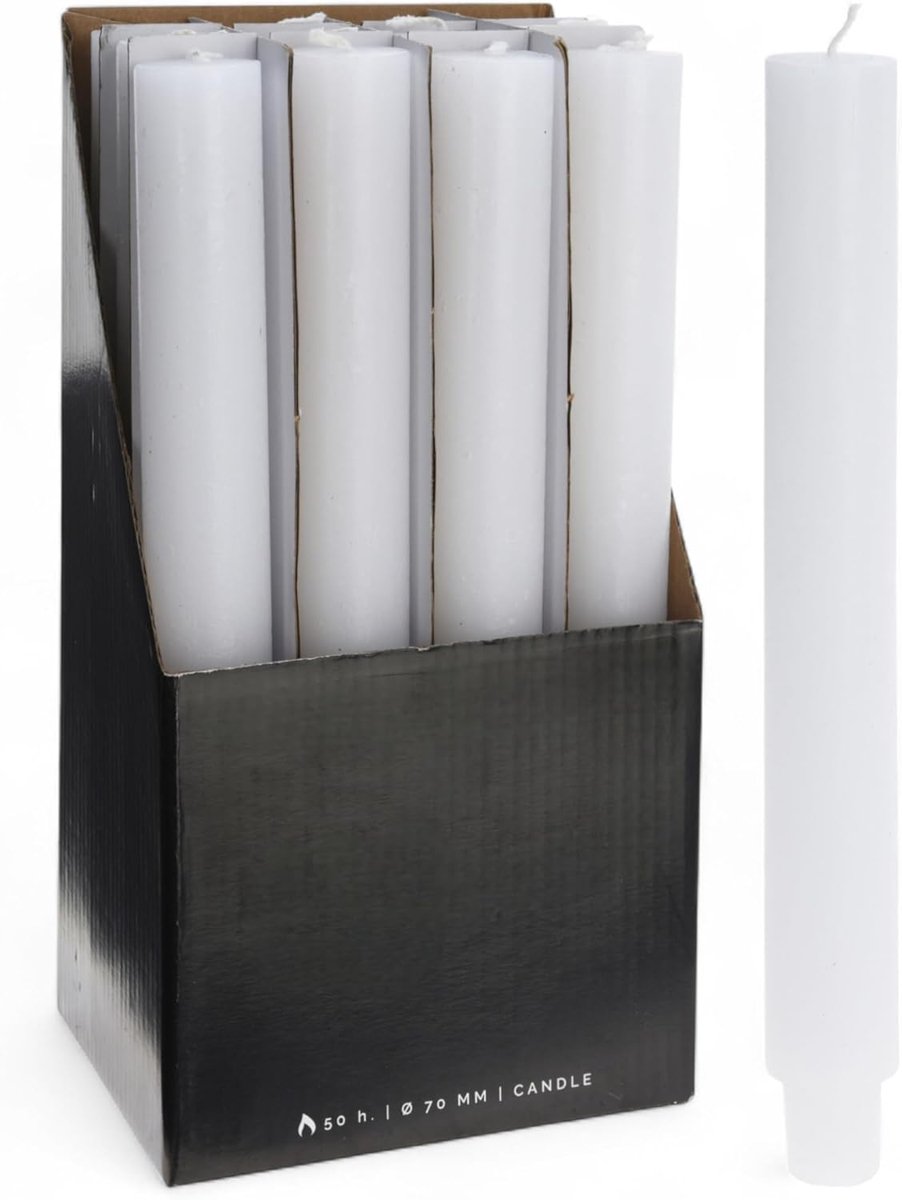 Staafkaarsen set - Dinerkaarsen lang - Feesttafel decoratie - Druppelvrij verbrandend - 25 cm hoogte - Wit