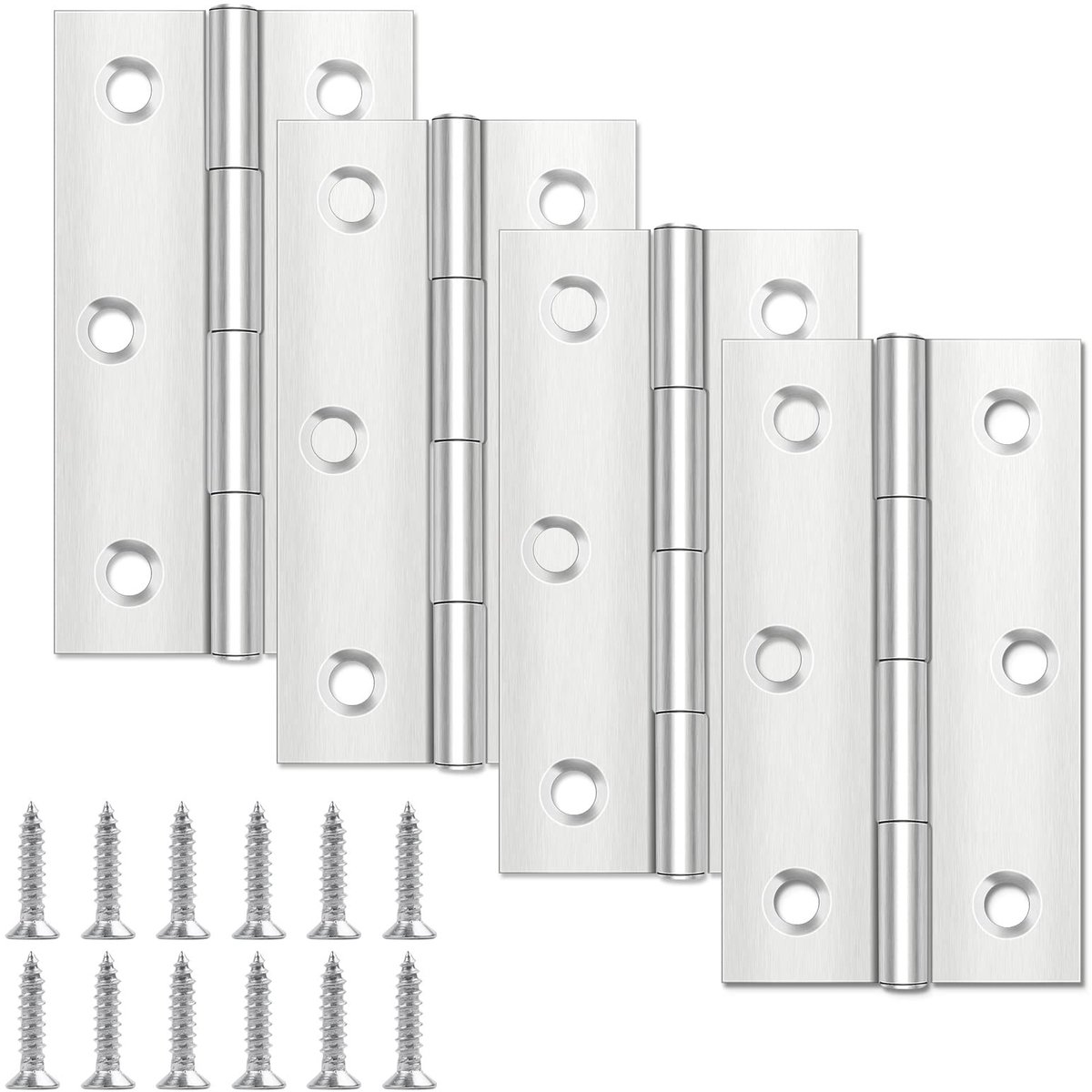 Dailygoods - Deurscharnieren 68 mm × 38 mm - Roestvrijstalen Stomscharnieren met 24 Schroeven