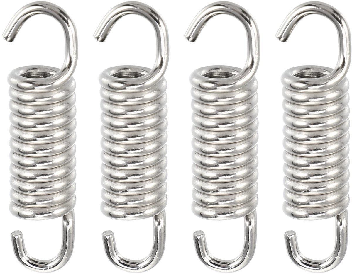 Dailygoods- Uitlaatveer Universele Pasvorm - 4 Stuks - Roestvrij Staal - Waterdicht - Corrosiebestendig - Totale Lengte 43 mm