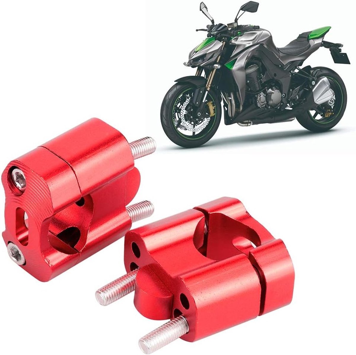 ATV-stuurverhogers 22 mm, universele motorfietsstuurverhogers voor betere controle, fietsstelen en onderdelen, geschikt voor 1/8 inch en 7/8 inch motorfietssturen, (rood)