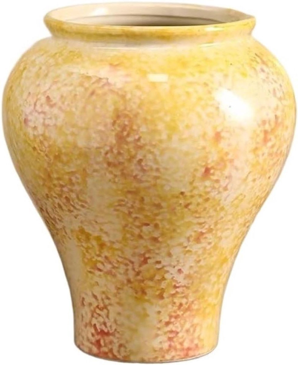 Keramische Bloempot - Plant Pot - Planten Decoratie - Vintage Stijl - 10 x 10 x 10 mm - Geel