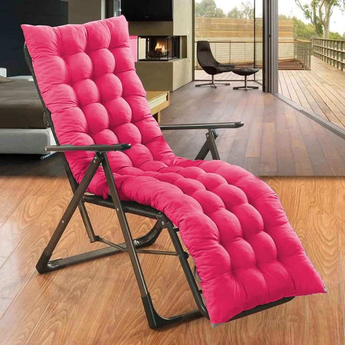 Ligstoel Kussen - Bank Kussen - Buiten Ontspannen - Extra Dik Gewatteerd - 150x40cm - Rozerood