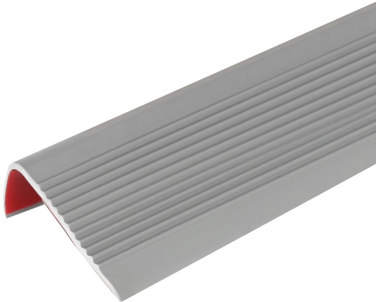 Non-slip traprandprofiel van flexibele PVC-rubber, zelfklevende traprandstrip voor binnen en buiten, 5 m en 10 m beschikbaar (grijs)
