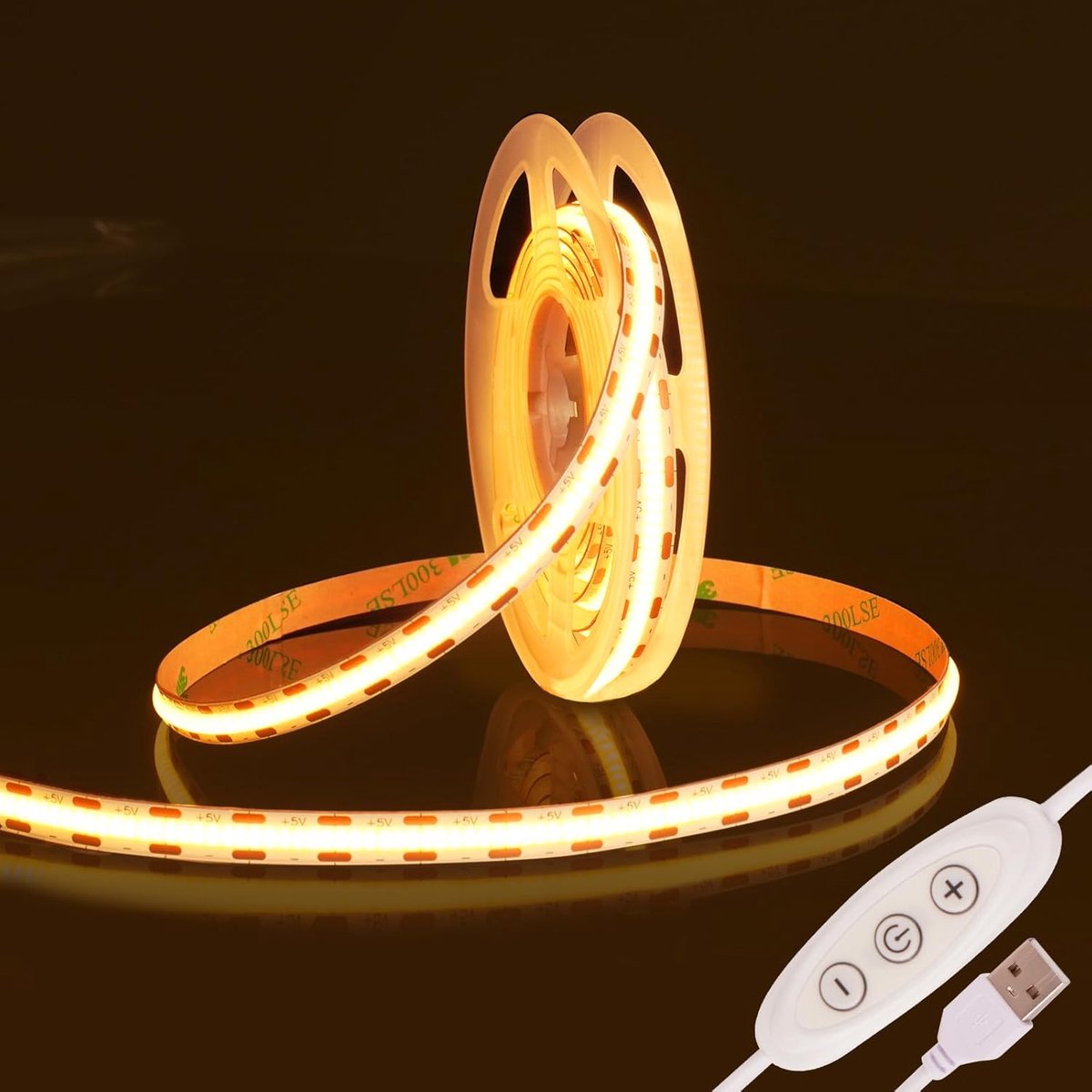 SnelShoppen - COB LED Strip Light 2m Dimmable USB TV Backlight 3000K Warm Wit 960LEDs CRI90+ Flexibel LED Tape voor Keuken, Badkamer, Kledingkast, Mir