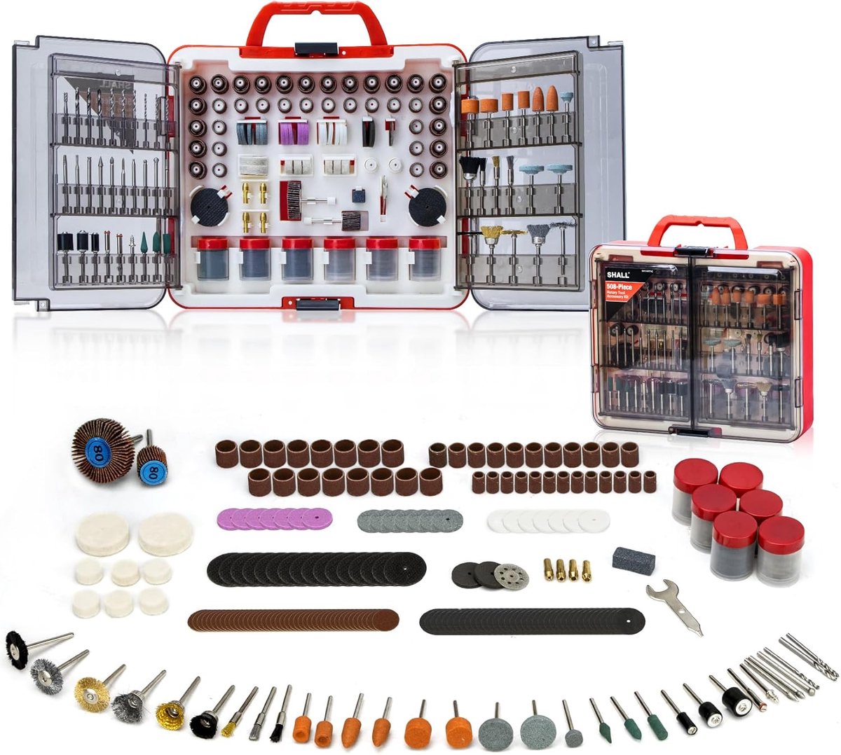 SnelShoppen - SHALL Multitool accessoireset 508-delig draaigereedschap multifunctioneel snijden slijpen boren graveren polijsten Dremel-compatibel voo