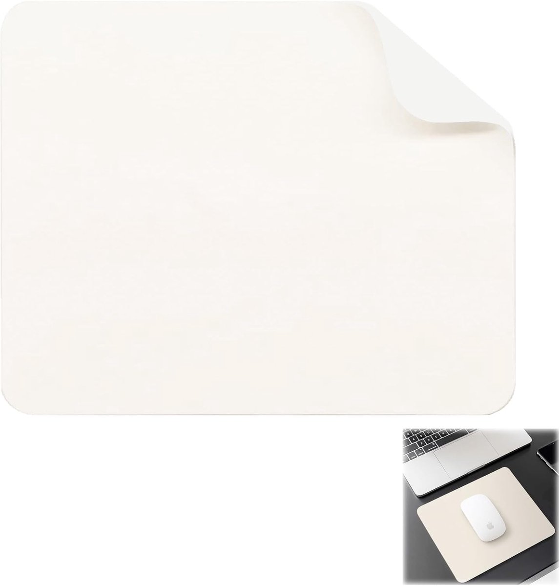 SnelShoppen - Witte Leren Muismat met Waterdichte Eigenschappen, Litchi Textuur voor Precisie, Antislip Onderkant, Comfortabel voor Kantoor en Gaming,