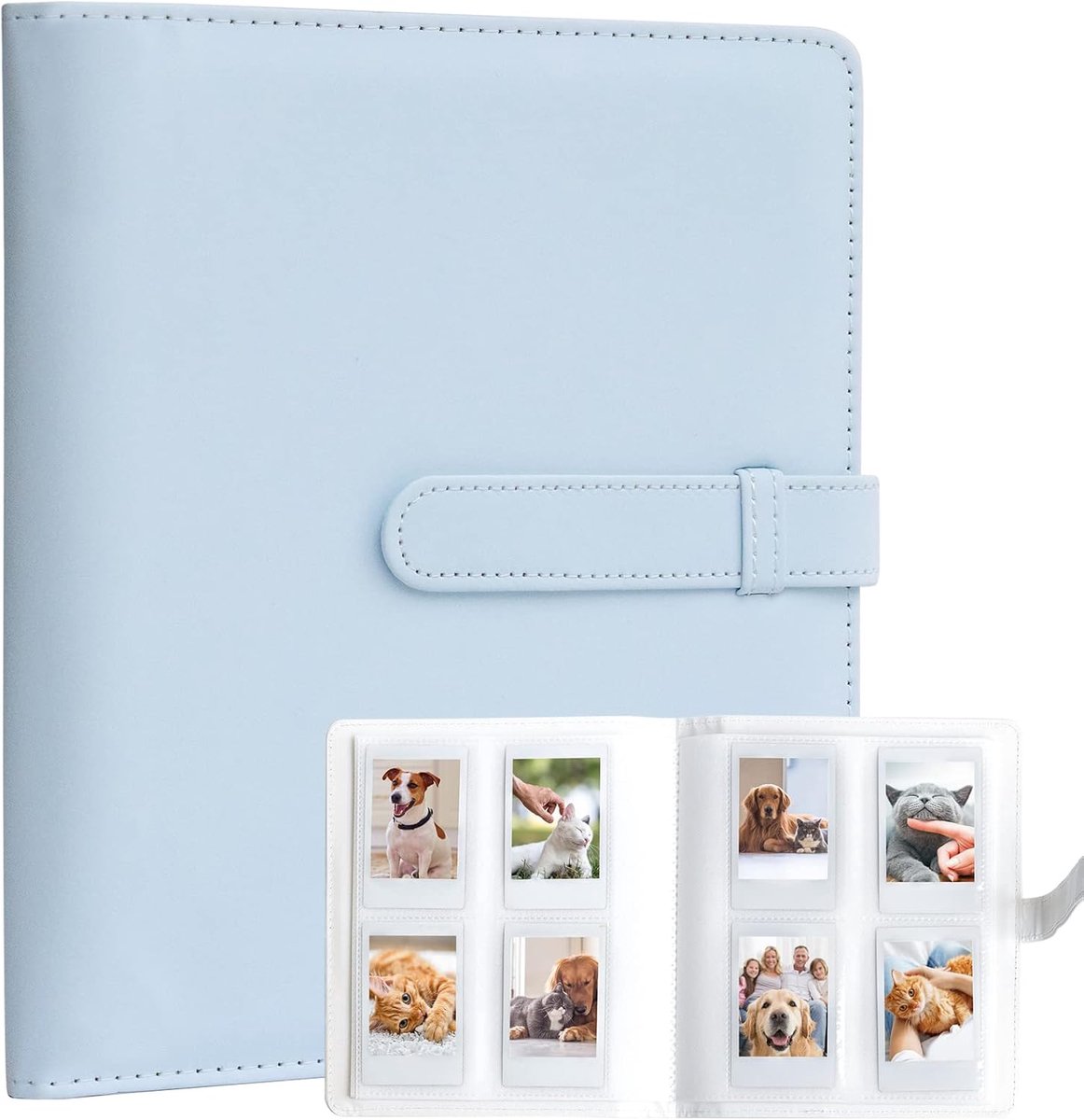 SnelShoppen - 256 Pockets Foto Album Foto Kaart Binder Houder voor Instant Camera's en Printers - Blauw, Geschikt voor Fujifilm Instax Mini 7s 8 9 11