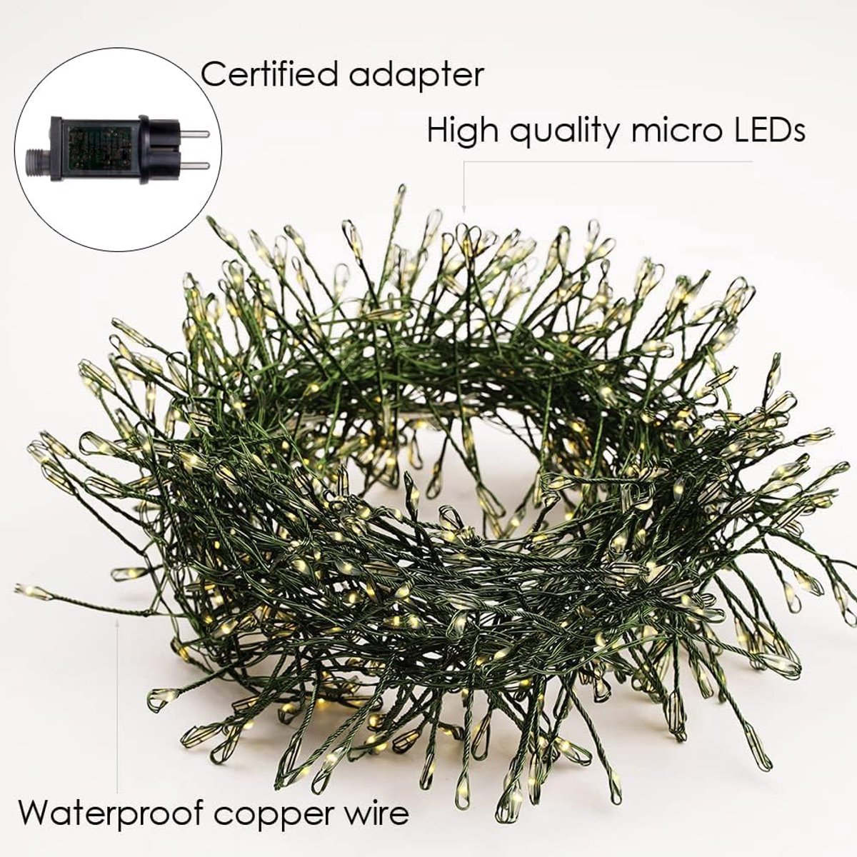 SnelShoppen - Vuurpijlvormige Sprookjeslichtjes met Stekker, 3M 100 LED's Groene Draad, Waterdicht, 8 Modi + Afstandsbediening, Twinkellicht voor Binn