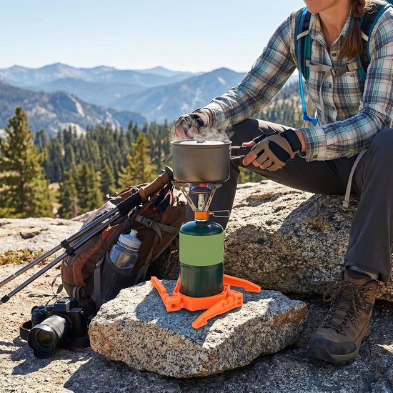 SnelShoppen - Opvouwbare Gas Tank Houder - PC Stabilisator voor Gas Cooker - Lichtgewicht Camping Statief - Oranje - Compact en Duurzaam van Snelshoppen — afbeelding 3