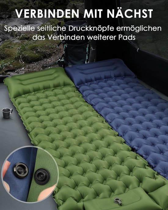 Zelfopblazend Opblaasbaar Campingmatras met Kussen - Ultralicht Tentmatras 68 x 198 — afbeelding 4