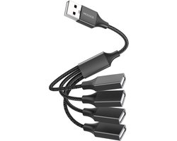 SnelShoppen - USB Splitter 4-in-1 Kabel Hub - USB naar 4 Jack Converter - Power Extension Cable voor PC, Auto, TV - Snelle Gegevensoverdracht tot 480