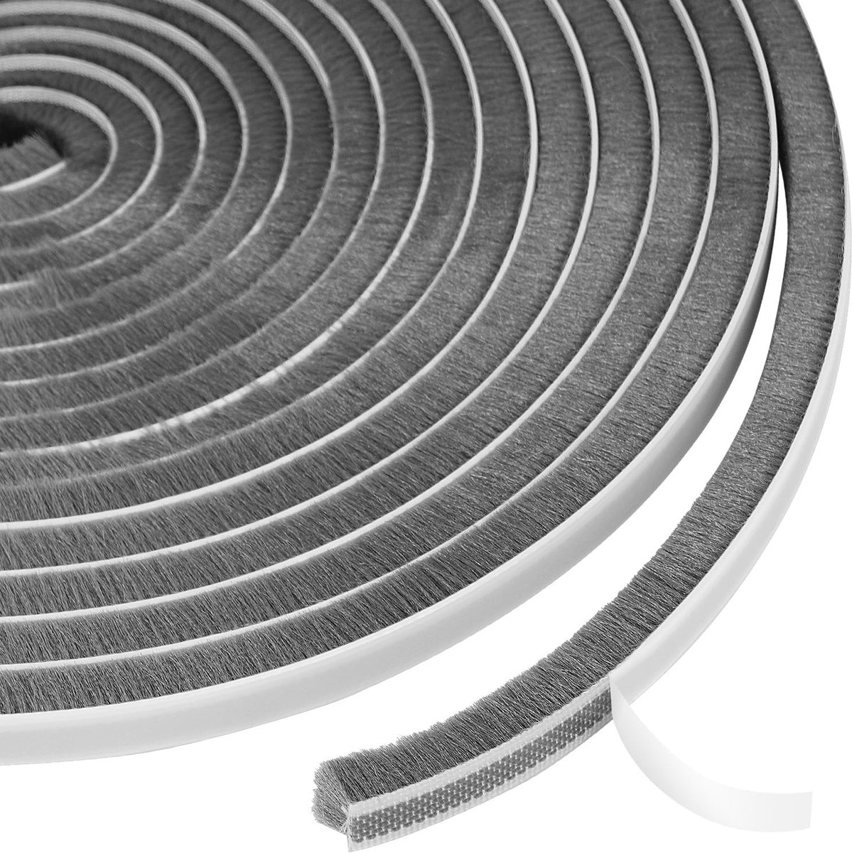 SnelShoppen - 6M Zelfklevende Borstel Seal Strip, 9mm x 9mm Deur en Raam Borstel Weerstrip, Grijs, Ideaal voor Luchtstop, Schuifdeur, Raam en Kledingk