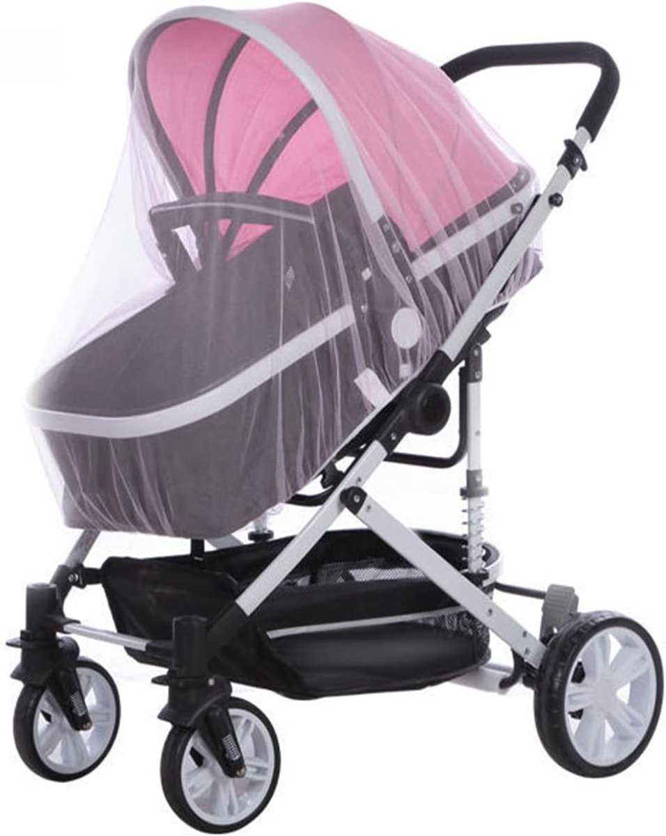SnelShoppen - Pack van 2 Universele Muggennetten Fijnmazig voor Kinderwagen, Wieg, Reisbedden - Bescherming tegen Insecten - Wit