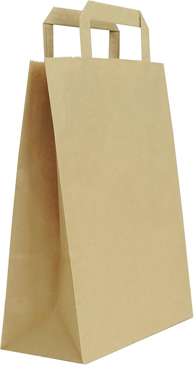 SnelShoppen - Papier Shopper Havanna 22+10x29 cm - 25 Stuks - Krachtige Kraftkleur - Perfect voor Feestjes, Cadeaus en Dagelijks Gebruik