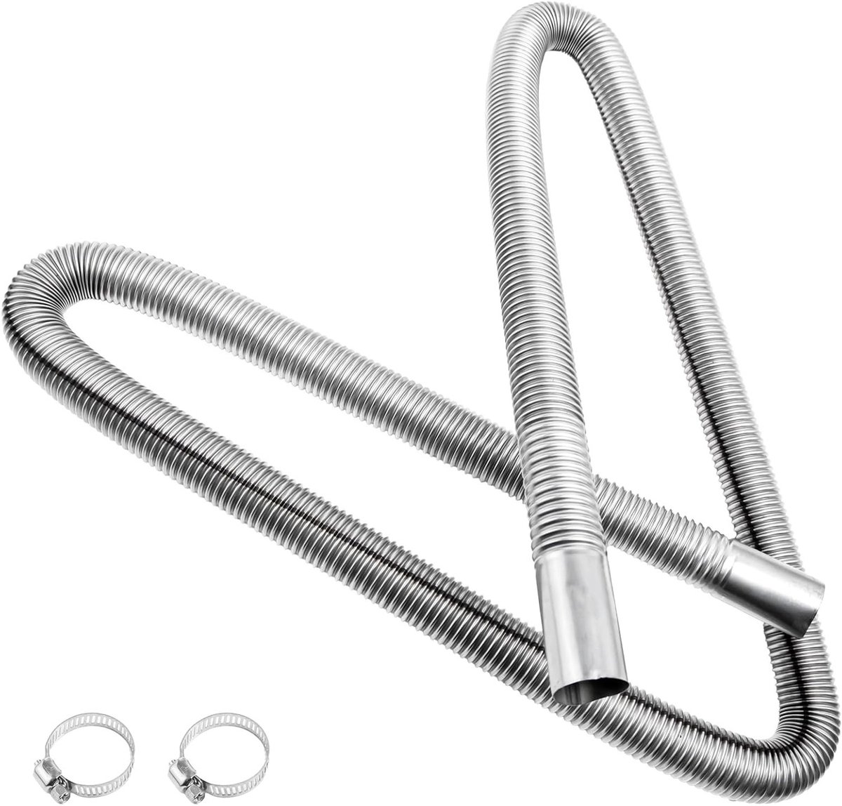 150 cm uitlaatslang voor standkachel, roestvrijstalen uitlaatpijp voor dieselverwarming, klemmen en accessoires voor auto en generator
