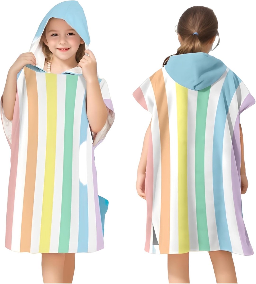 SnelShoppen - Kids Bad/Pool/Surf Strand Poncho - Microfiber Badcape met Kap, Sneldrogend, Absorberend, Voor Jongens en Meisjes - 75x60cm
