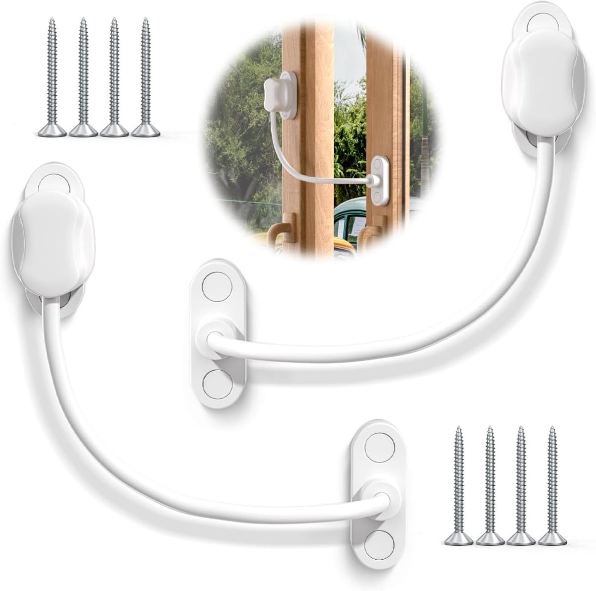 SnelShoppen - 2x Witte Keyless Raamsluiting voor UPVC Ramen, Kindveilig, Voorkom Val- en Diefstalgevaar, Gemakkelijk te Gebruiken, Beperk Openingsruim
