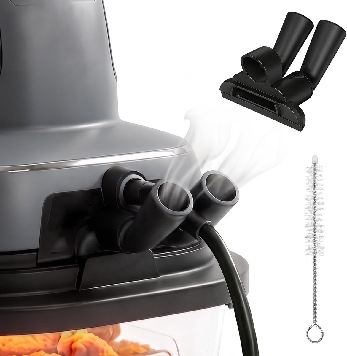 Stoomstrijkijzer van siliconen voor luchtfriteuse, accessoires met thermische afvoer en draaibaar ontwerp, ideaal voor koken en bakken