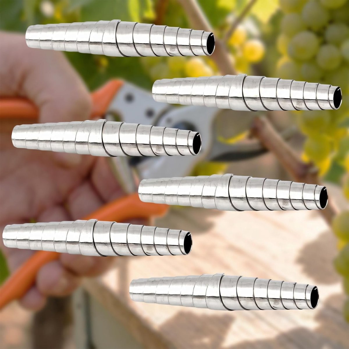 Set van 6 Veer Tuinscharen van 6 cm | Spiralen voor Verbeterde Snijprestaties en Efficiëntie in de Tuin