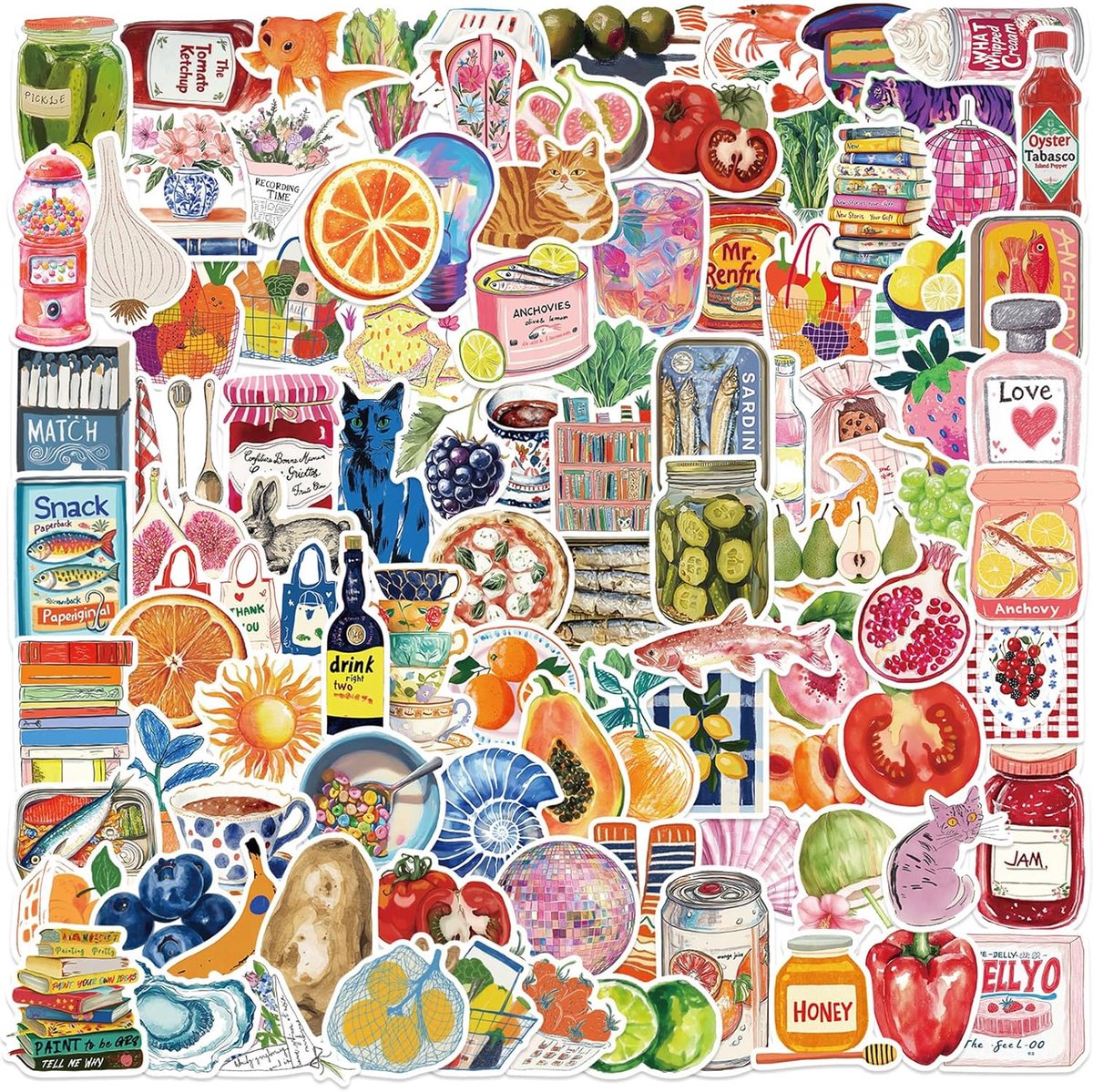 SnelShoppen - 100 Japanse Stickers, Hoge Kwaliteit Aufkleber met Sakura, Daruma en Kanji Motieven, Perfect voor Laptop, Waterfles, Dagboek Decoratie,