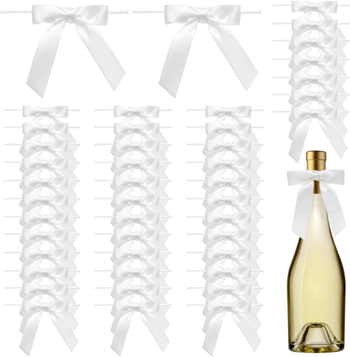 SnelShoppen - 50 Stuks Witte Satijnen Cadeaubogen 6.3 cm - Perfecte Versiering voor Verjaardagen, Kerst, Trouwerijen en DIY Projecten