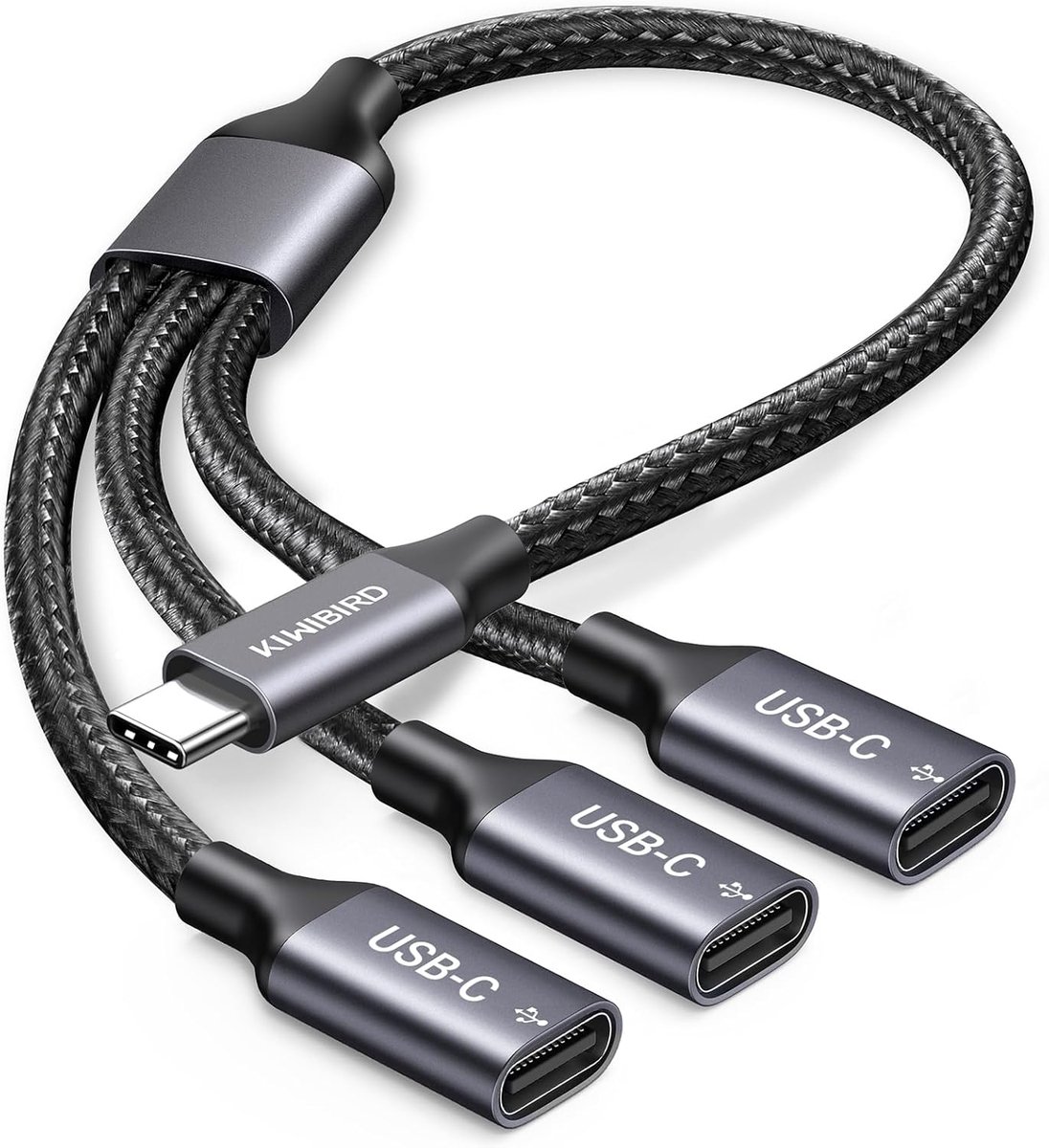 SnelShoppen - USB C Splitter 3 Ports, USB C Male naar 3x USB Type C Female Adapter, Datatransfer & Opladen, Compatibel met Laptop, Mac, PS5, Flash Dri