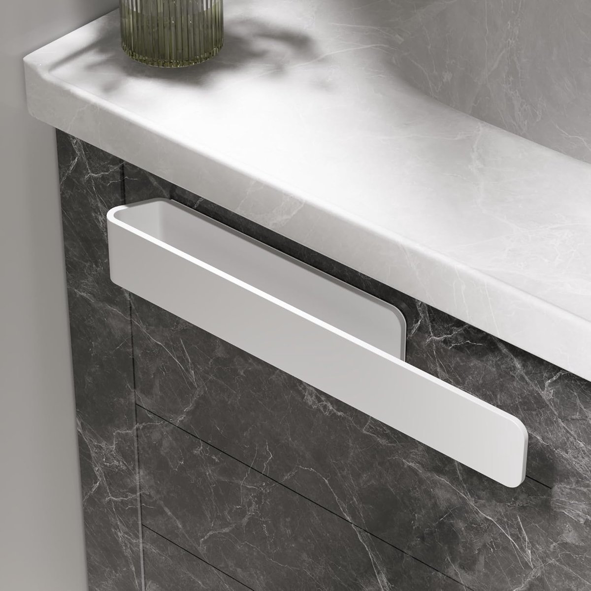 SnelShoppen - Towel Holder Zonder Boren, Aluminium Handdoekenrek voor Badkamer en Keuken, Wit, Geschikt voor Glad oppervlak, Modern Design, Eenvoudige