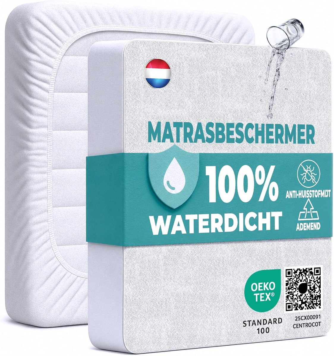 SnelShoppen - Waterdichte Matrasbeschermer 200x200cm - Ademende Fitted Sheet van Katoen - Hypoallergene en Antibacteriële Matrascover voor Vochtbesche