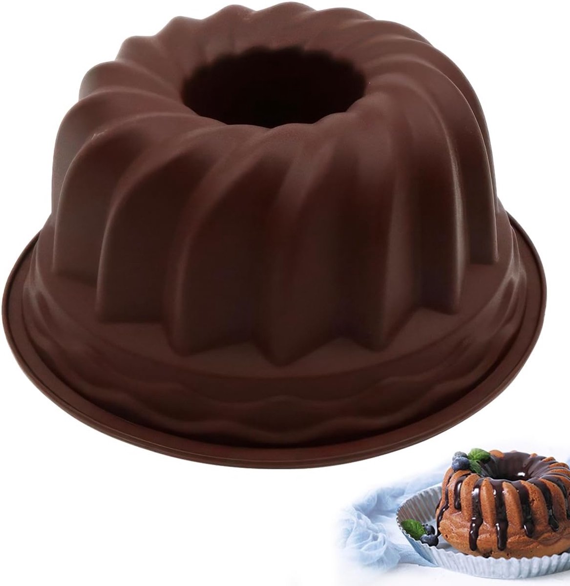 SnelShoppen - Turban Mould Flexible Ø 24 cm Silicone Gugelhupfform | Grote Bakvorm voor Turban, Makkelijk Schoon te Maken, Anti-aanbak Cakevorm, Voor