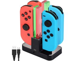 Thijox - Oplaaddock voor Nintendo Switch - 4 in 1 Joy-Con Oplader - Laadstation voor Joy-Con Controllers - Type-C Interface met Intelligente LED-Displ