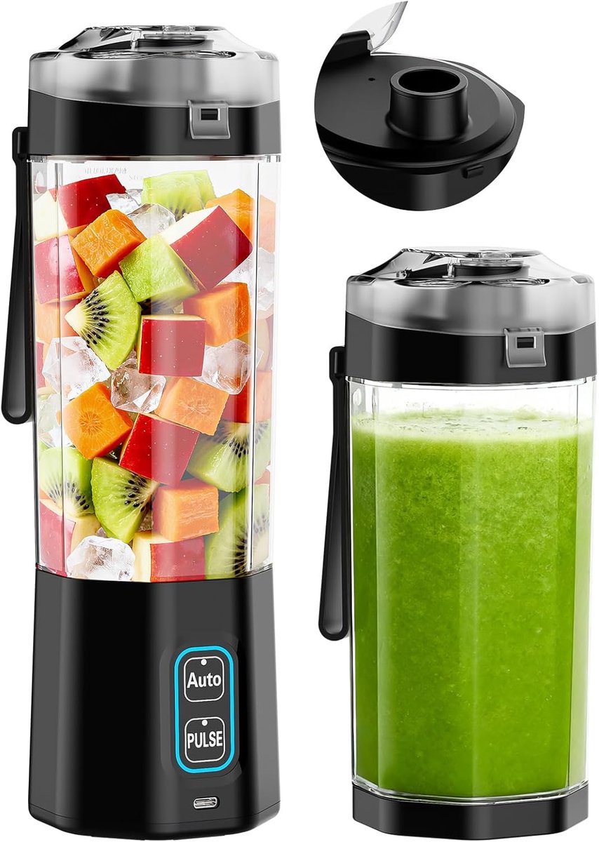 SnelShoppen - Draadloze Portable Mixer Smoothie Maker To Go 700ml, Mini Blender met 360W IJscrusher, 6000mAh Accu, USB-C Oplaadbaar, IPX8 Waterdicht v