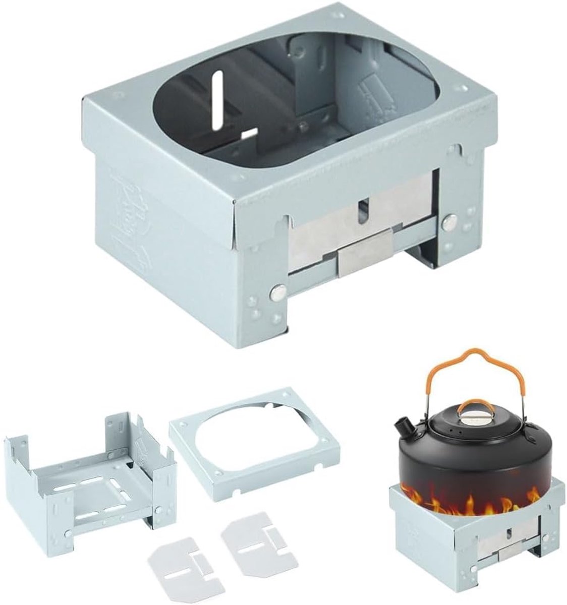 Thijox - Draagbaar Fornuis met Vaste Brandstof - Opvouwbaar Campingfornuis - Alcohol Ovenbrander - Mini Kachel voor Solo Kamperen, Wandelen, Picknick,