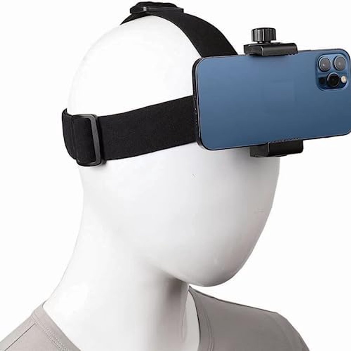 Thijox - Op Het Hoofd Gemonteerde Mobiele Telefoonhouder voor Live-opname, First-Person View Beugel, Zwart Nylon Hoofdband met Clip en Adapter voor Be