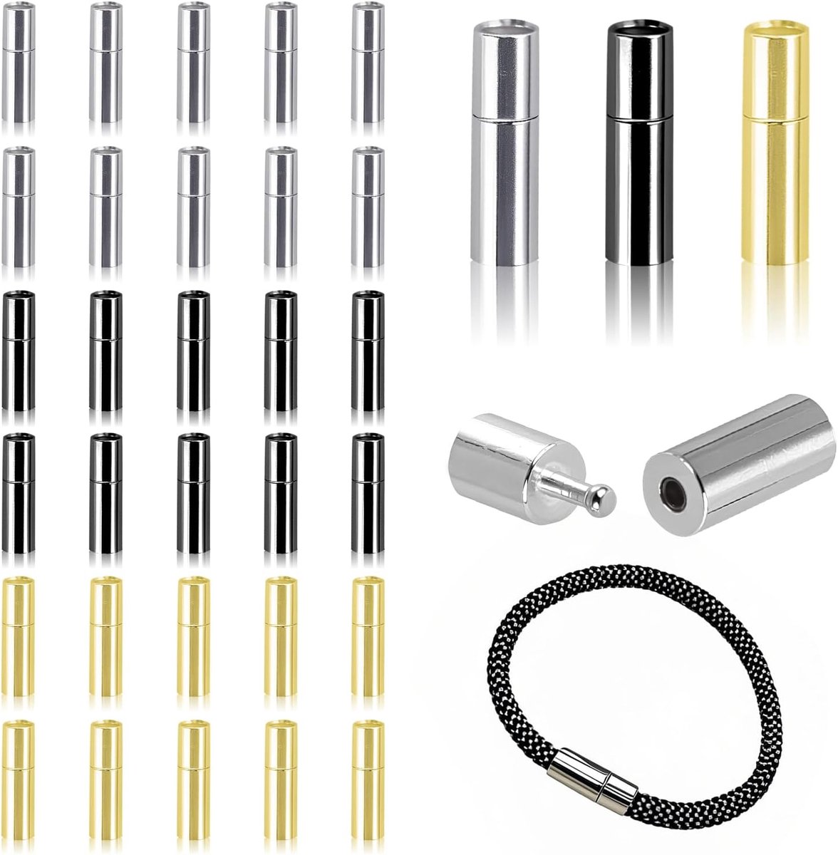 SnelShoppen - 30 Stuks 4mm Magnetische Klemmen voor Armbanden en Enkelbandjes - Duurzame Chaingelen, Handgemaakt, DIY Accessoires voor Feest, Cadeau e