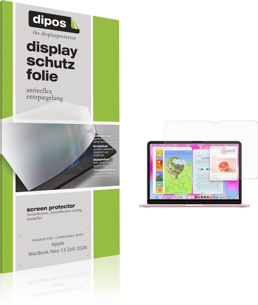 dipos – 2x Matte Beschermfolie geschikt voor Apple MacBook Neo 13 Zoll 2026 | Krasbestendige & antireflecterende Screenprotector Ultra-Thin