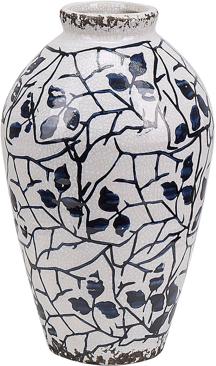 Beliani MALLIA - Bloemenvaas - Wit - 20 cm - Keramiek