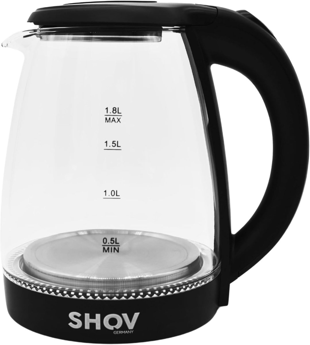 Thijox - Glazen Waterkoker 1,8 Liter - 1500 Watt - 360° Basis - Droogkookbeveiliging - Zwart - Snel Water Koken voor Keuken en Feest
