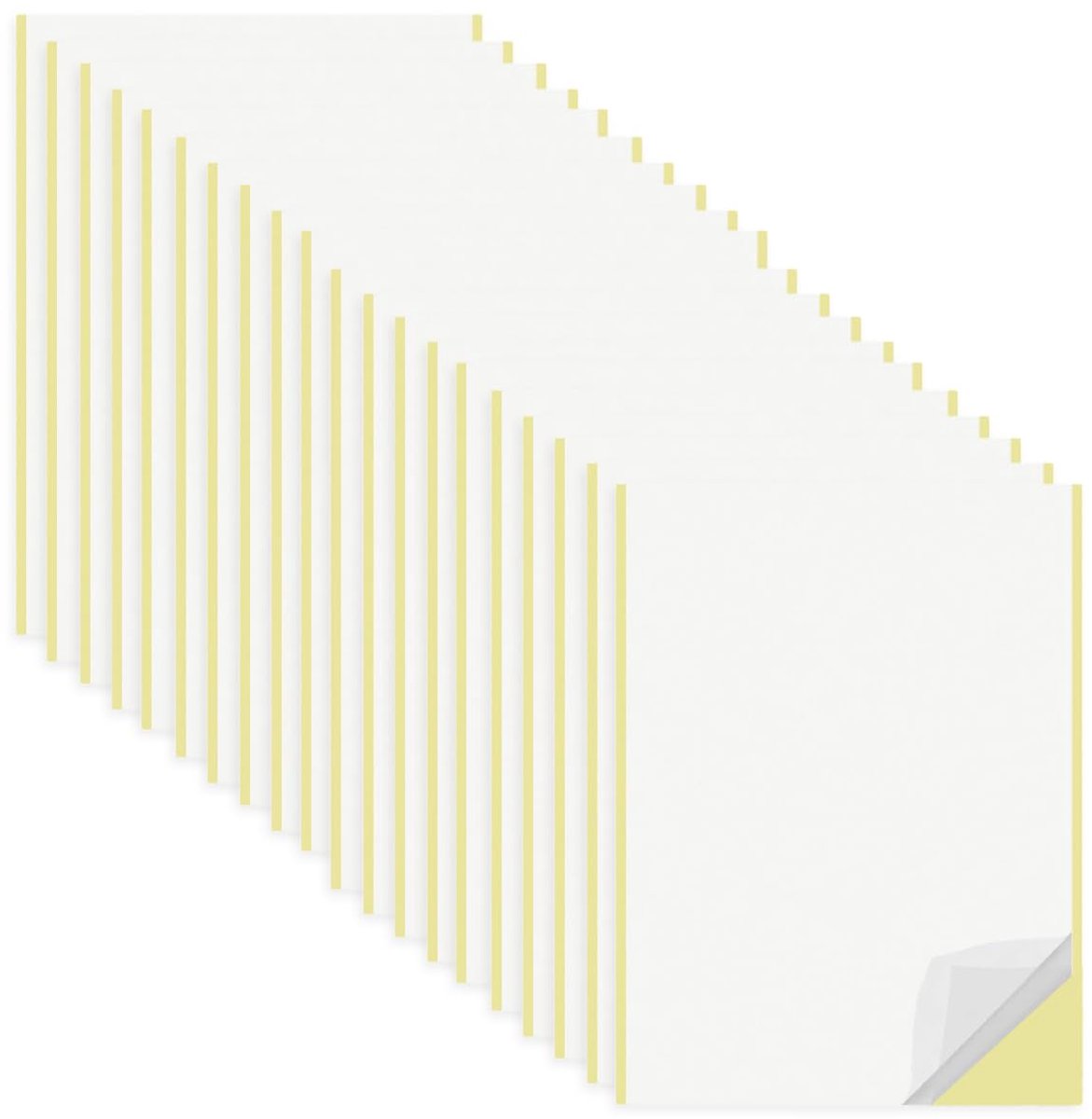 SnelShoppen - Pack van 20 Dubbelzijdige Lijmfoto's A4 Transparant, Super Sterke Dubbelzijdige Tape met Gele Lijn voor DIY Creaties, Huisdecoratie en M