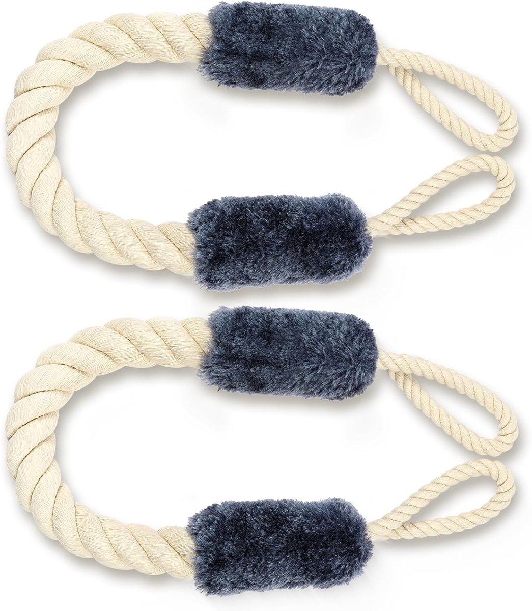 SnelShoppen - Door Stopper Rope 60 cm - Veiligheid voor Deuren en Ramen - Anti-Leak Rope voor Kinderen en Huisdieren - 2 Stuks - Blauw Katoen