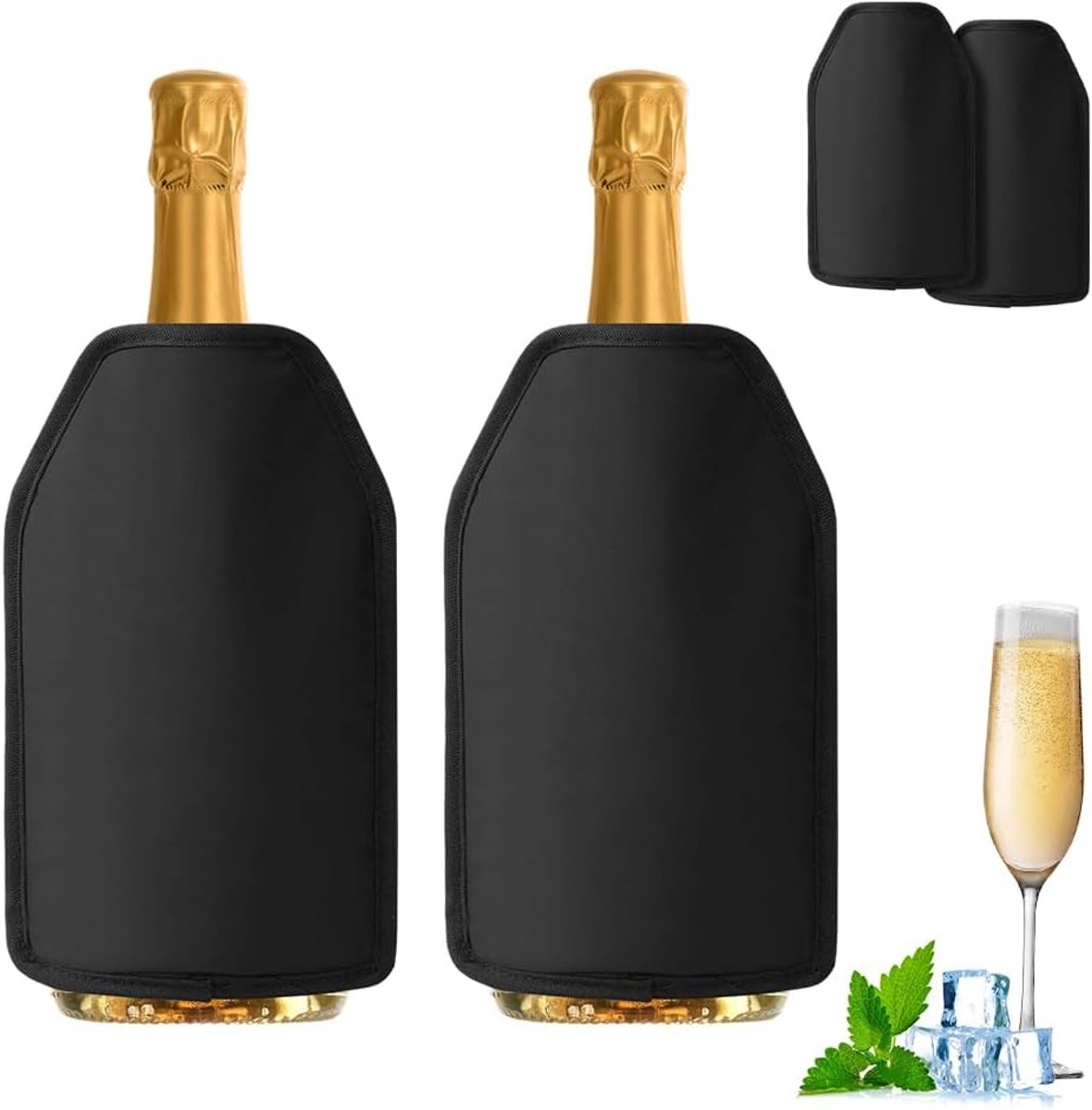 SnelShoppen - Bottle Cooler, Koel Cuff voor Wijn, Champagne & Bier (tot 2 uur koeltijd), Extra Lange Koeling, Geschikt voor Alle Flessen, Perfect Gesc