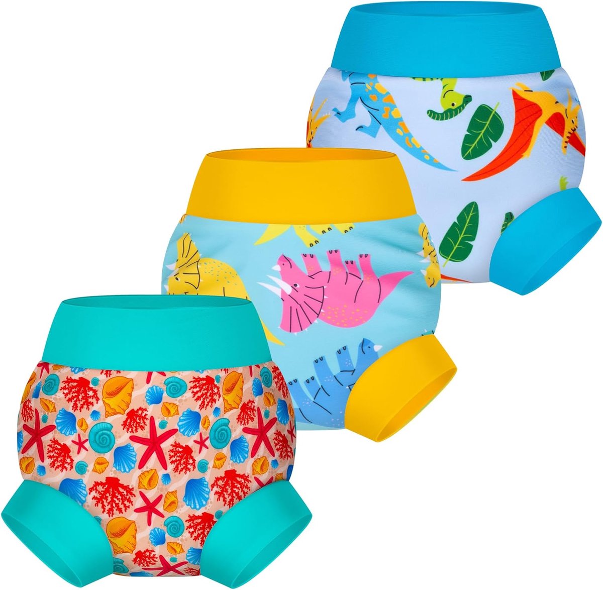 SnelShoppen - Herbruikbare Baby Zwemluier Set van 3 - Verstelbare en Wasbare Zwembroekjes voor Peuters en Baby's - Zacht en Ademend Materiaal - Ideaal