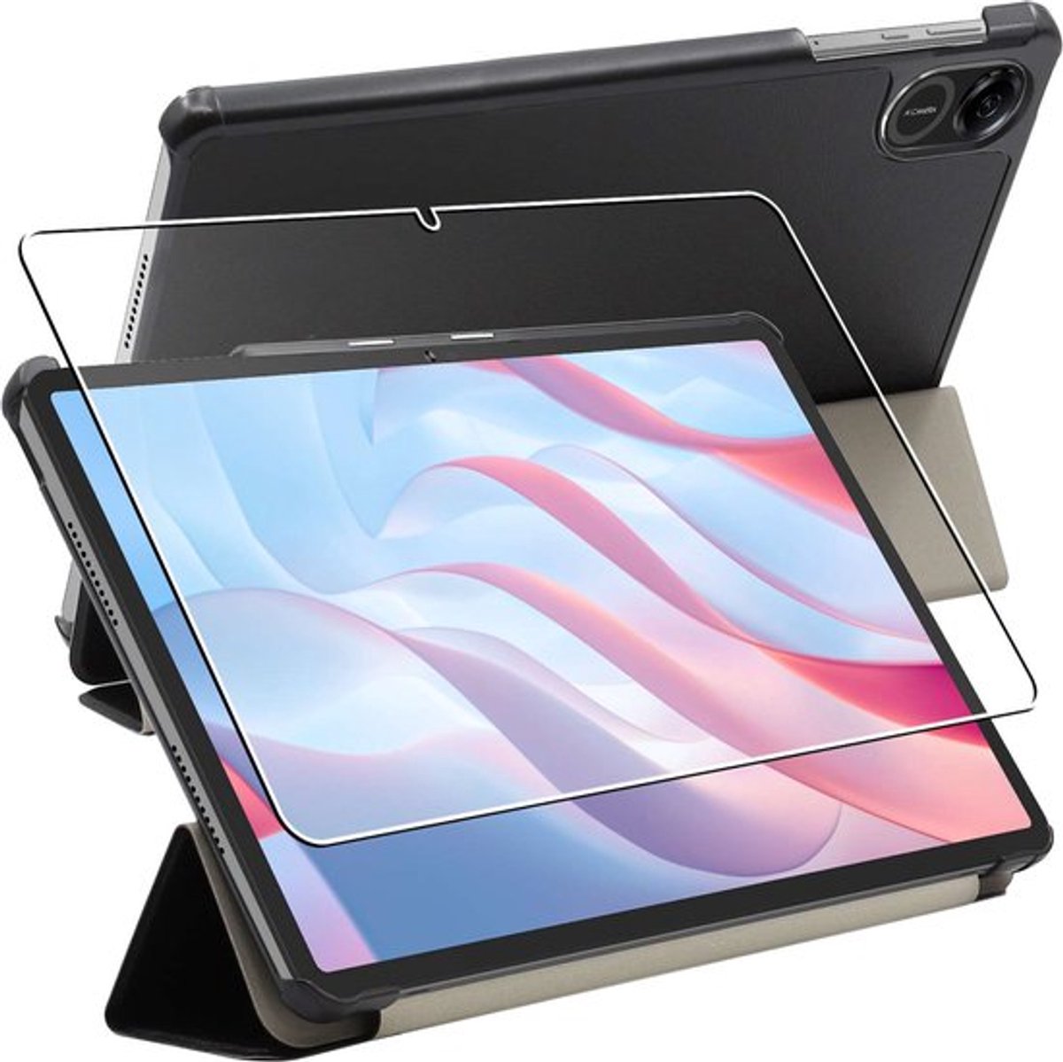 ebestStar - Hoes geschikt voor Honor Pad X9, Slanke Design PU Lederen Etui, Automatische Slaap/Wake, SmartCase hoesje, Zwart + Gehard Glas