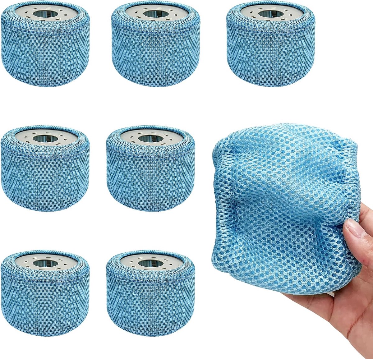 SnelShoppen - 8 Beschermnetten voor Filter, 90 Vervangfilters, Duurzaam Materiaal, Pool Spa Accessoires, Ideaal voor Tuin en Zwembad